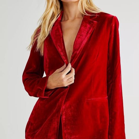 Minkpink velvet injection pant suit blazer jacket and pant red size XL holiday - Picture 2 of 15